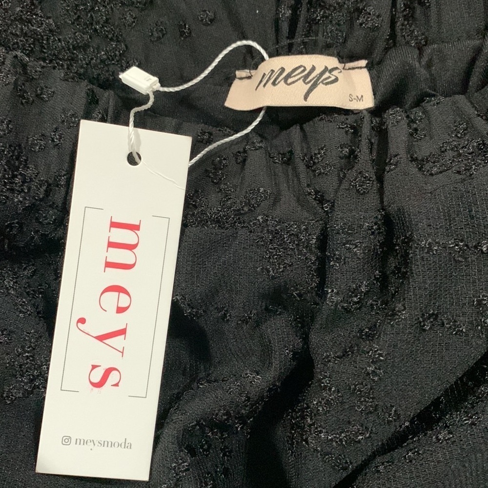 Meys Black lined skirt with embroidery, made in Turkey, Sz S-M see measurements - Picture 4 of 5